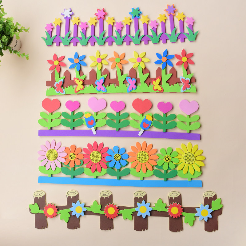 Kindergarten decoration classroom culture layout three-dimensional blackboard newspaper class wall wall wall border foam fence pole