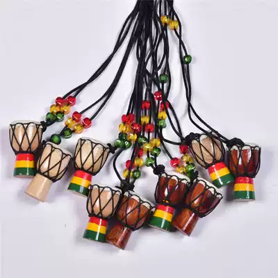 Lijiang 1 5 inch tourist African drum necklace gift necklace African tambourine pendant Zhao Lei same style whole wood