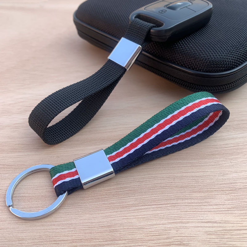 1.5cm Wide Detachable Fabric Rope Webbing Car Keychain Men's and Women's Pendant Key Chain Set Wrist Key Lanyard