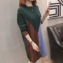 Mùa thu 2019 mới ấm áp của phụ nữ thả lỏng phần dài trên áo len đầu gối nữ phiên bản Hàn Quốc của màu sắc phù hợp với áo len đáy - Áo len thể thao / dòng may áo cardigan uniqlo