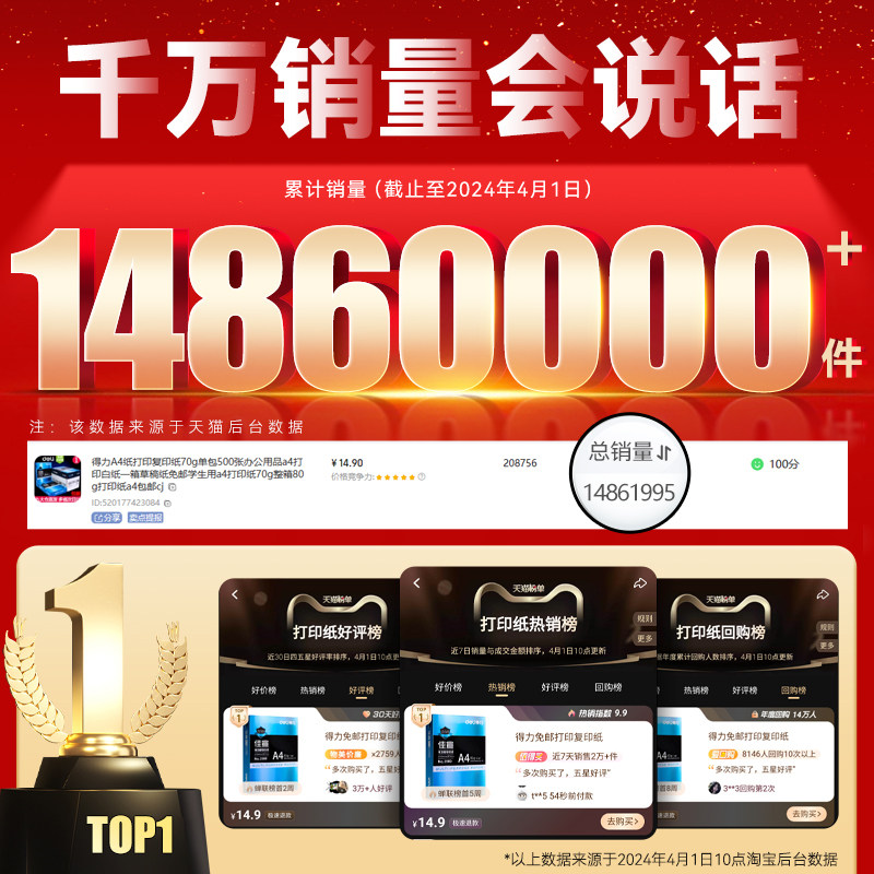 Deli A4 Printing Paper, 70g Single Pack, A4 Paper 500 Sheets Per Pack, Thickened 80g Printing Paper, A4 Wholesale Full Box Office Supplies, A4 White Printing Paper, One Box of Draft Paper for Students, Free Shipping