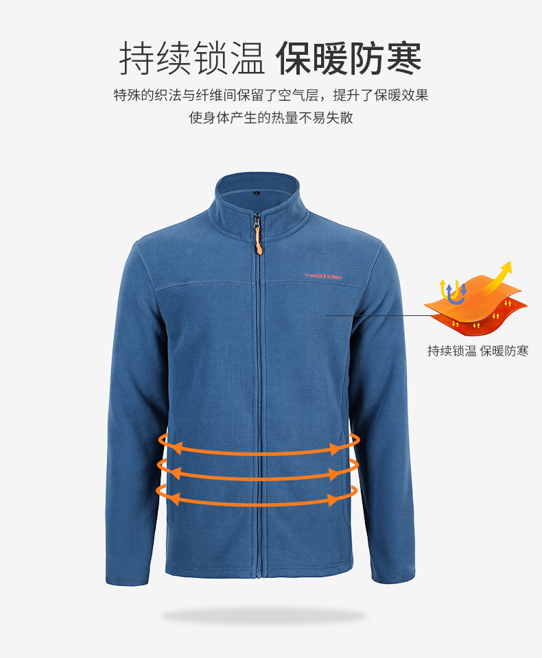 拓路者 男士加厚防风 摇粒绒外套 YKK拉链 图3