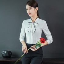 Meritocratic new professional womens summer positive dress work clothes white shirt long sleeves swarm with slim blouses