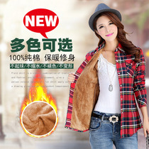 2019 warm new lady plaid shirt woman plus suede thickened plaid shirt Inron swarms with long sleeves shirt woman