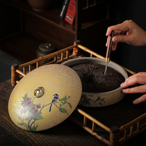 Tea cans retro Chinese style large boutique ceramic household tea cans storage cans white tea Puer tea cakes wake up tea cans