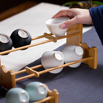 Tea Drinking Tea Cup Shelf Shelve Shelf Simple Solid Wood Leachate Kongfu Tea Containing Airing Cup Rack Tea Track Zero Fit Tea Set Accessories