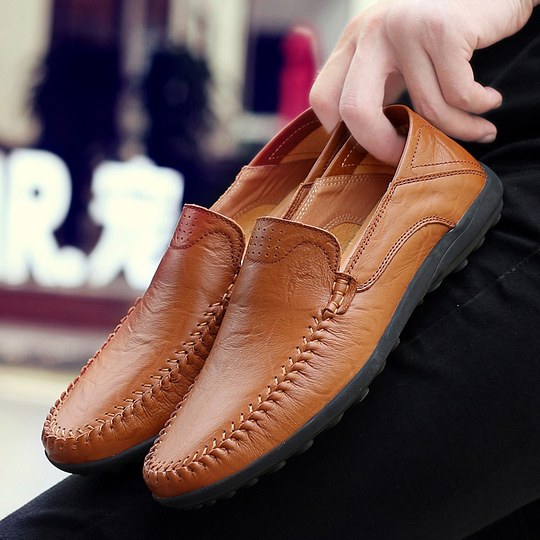 Clearance pick up missing code genuine leather beanie driving loafers