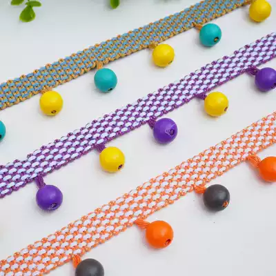 Curtain hanging bead lace Curtain hanging spike bead lace Accessories accessories Curtain head lace decoration rubber wood bead lace