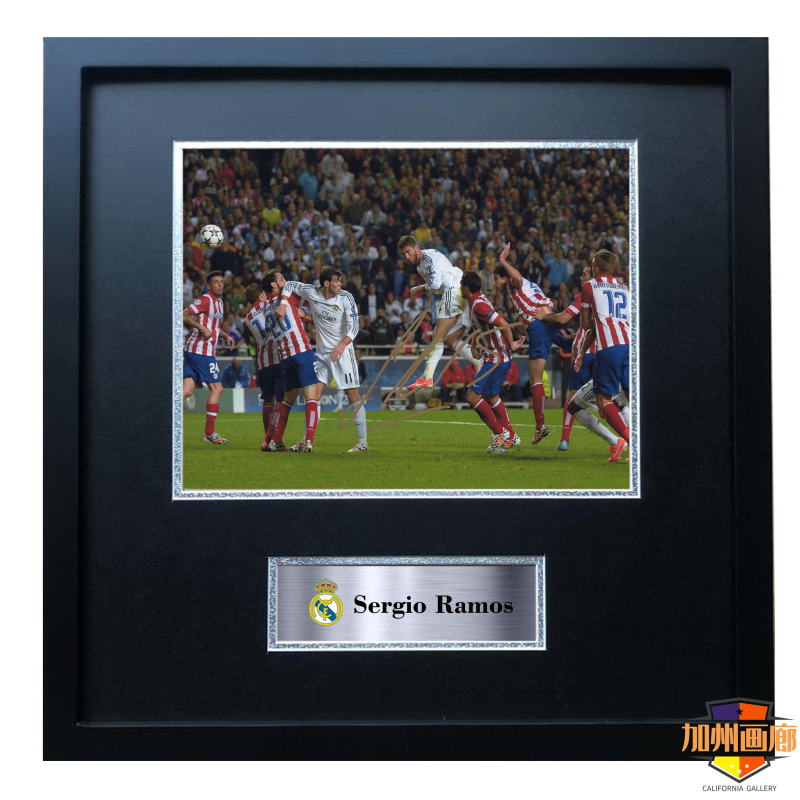 Ramos Signed Replica Photo 9248, the Decisive Goal Against Atletico Madrid in the Champions League, Framed Jersey Decoration Painting Poster, Real Madrid