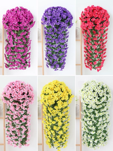 Имитация фиолетового цветка, виноградная лоза, растение-паук, настенное подвесное пластиковое искусственное украшение из ротанга, мебель для гостиной, шелковый цветок