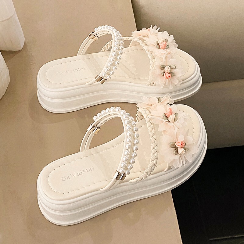 2026 New Fairy Pearl Slippers for Women, Summer Outdoor Sweet Floral Thick-Soled Sandals That Can Be Worn with Skirts, Dual-Use Sandals 2026 New Fairy Pearl Slippers for Women, Summer Outdoor Sweet Floral Thick-Soled Sandals That Can Be Worn with Skirts, Dual-Use Sandals