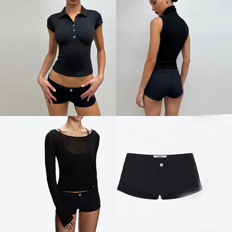 In Stock Tankair Black Low-Rise Tight-Fitting Ultra-Short Shorts, Suitable for All Kinds of Camisoles and Short Sleeves, Versatile Basic Style