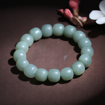 Xinjiang Hetian Jade and the end of the blue bracelet Jade hand string female jade bracelet with certificate re-inspection