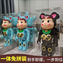 bearbrick building Wood bear violent bear transparent acrylic display box integrated dust cover hand-made model box
