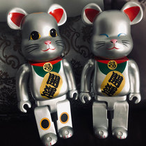 bearbrick violent bear building Wood bear silver fortune cat trend surrounding doll hand model ornaments