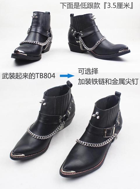 Phiên bản mới TB804 người đàn ông da của giày cao bồi miền tây boots riding boots rock boots da nhọn Martin khởi động