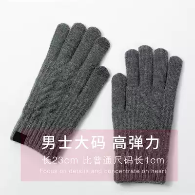 Large size gloves men's winter warm plus velvet thickened plus size wool touch screen Cycling cycling cold cotton winter