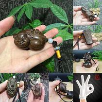 Agarwood Fuzhu wooden handlebar black purple sandalwood twelve Zodiac mahogany crafts festival gift cow