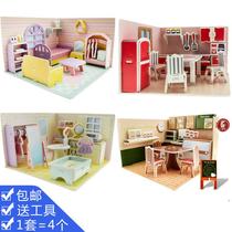 3D solid jigsaw wood paper hand-assembled model boy girl house building puzzle toy 3-10 years old