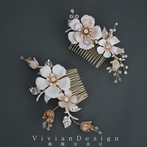 Foreign trade sources ins popular skin color big flower bride hair comb European and American makeup headwear TH same bride accessories