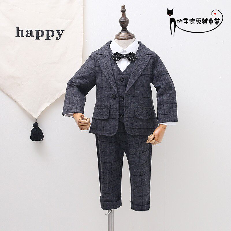 Baby one-year-old dress boy birthday small suit boy suit Korean version flower girl wedding Western style gentleman clothing