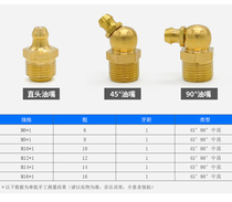 Copper tip butter Mouth oil nozzle tip All copper tip 6 8 10 12 PT1 8