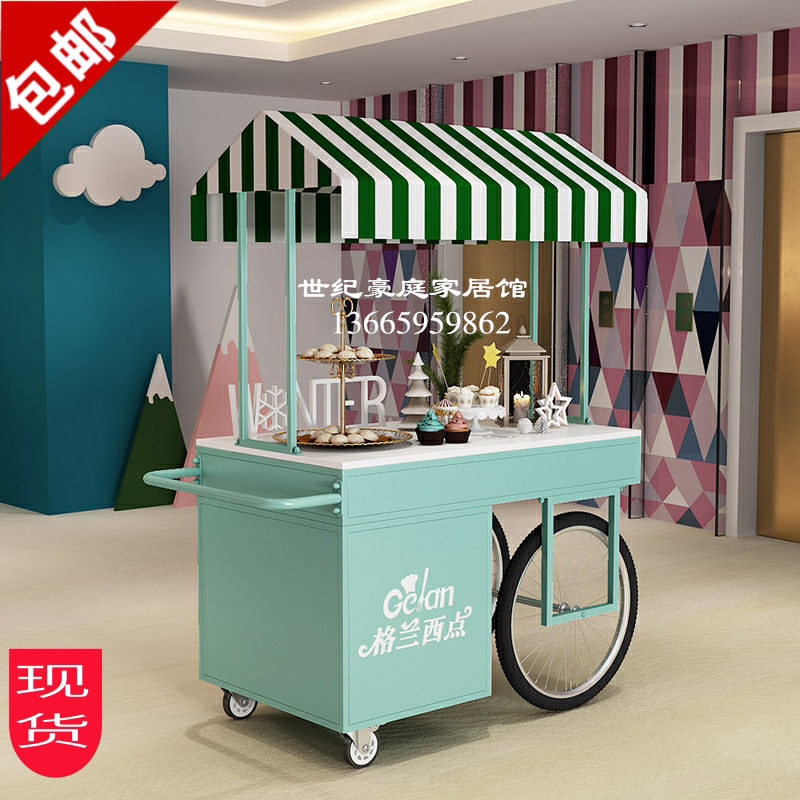 European iron float mobile booth cart cart shop promotional with drawer outdoor display sales