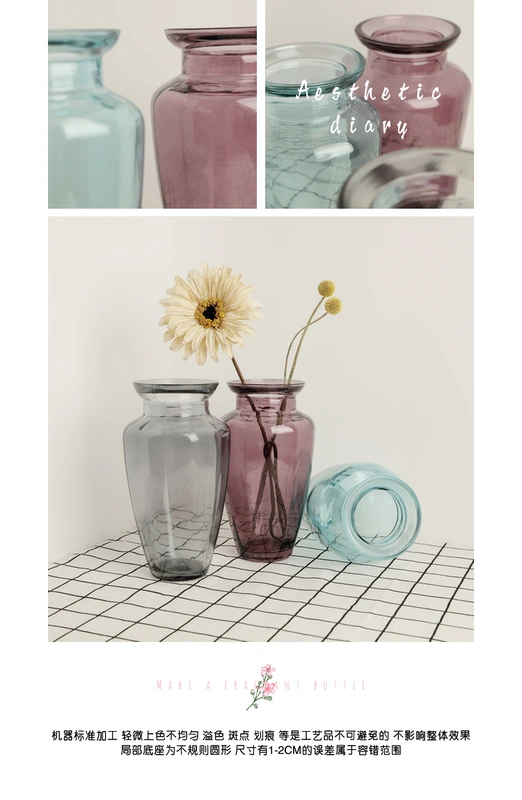 Phong cách châu Âu bình thủy tinh Địa Trung Hải màu trong suốt đơn giản mục vụ sáng tạo bình thủy canh trang trí phòng khách cắm hoa - Vase / Bồn hoa & Kệ