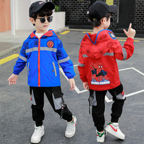 Childrens clothing 2021 new spring and autumn boy reflective strips cartoon Spider-Man net red wind clothes suit children foreign air coats