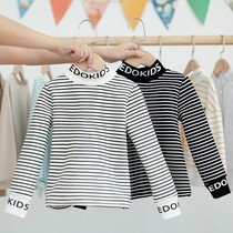 Boy Clothing Boy Striped Sweatshirt Spring Autumn Children CUHK Kid Autumn Money Beat Bottom Tide Blouse Boy Autumn Clothing 2021 New