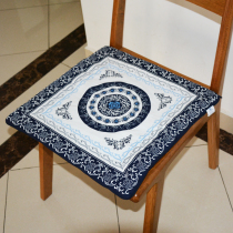New Chinese chair cushion table chair cushion blue and white cushion pure cotton cloth core solid wood chair seat cushion thick seat cushion
