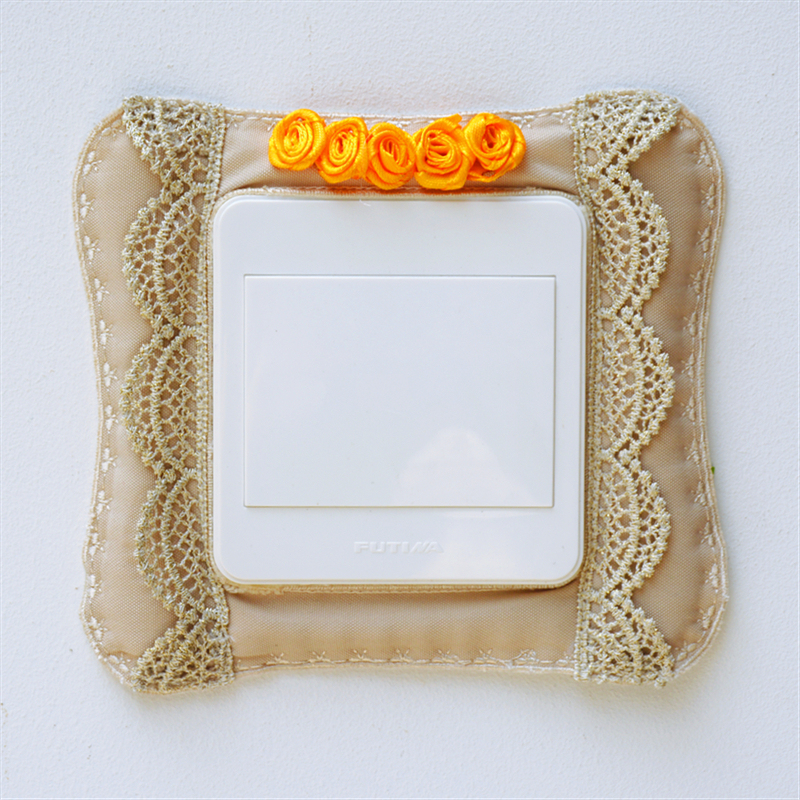 Adhesive-Free Handmade Switch Frame Cover, Single Switch Standard Panel Dust Cover, Satin Fabric Light Luxury Lace Fabric Switch Cover