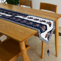 Cloth brand has fish modern Chinese table flag cotton fabric blue table riding tea table towel active printing and dyeing
