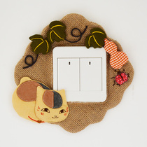 New handmade linen fabric switch cover Switch cover Switch dust cover Wall fire socket cover (leisurely contentment)