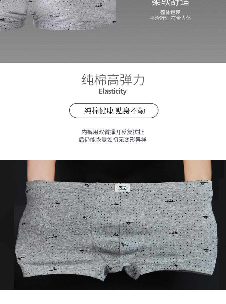 七匹狼  男士纯棉抗菌内裤 4条 图6