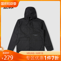 Black whale letter-print hooded jacket for men 2021 spring new pocket stitching casual coat men