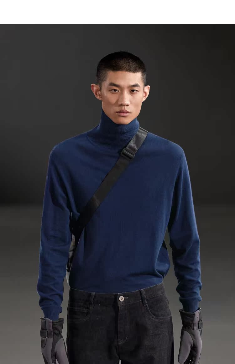 Nhà HLA / Haicang có thể biến chiếc áo len cashmere cổ cao màu 2018 mùa đông mới ấm áp áo thun mềm mại nam áo thun nam