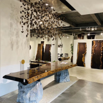 Black walnut solid wood large board table Tea table Conference table Simple modern office desk Dining walnut ebony wood tea table