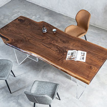 North American black walnut solid wood large board tea table Tea table Tea board log boss office president table whole board book table