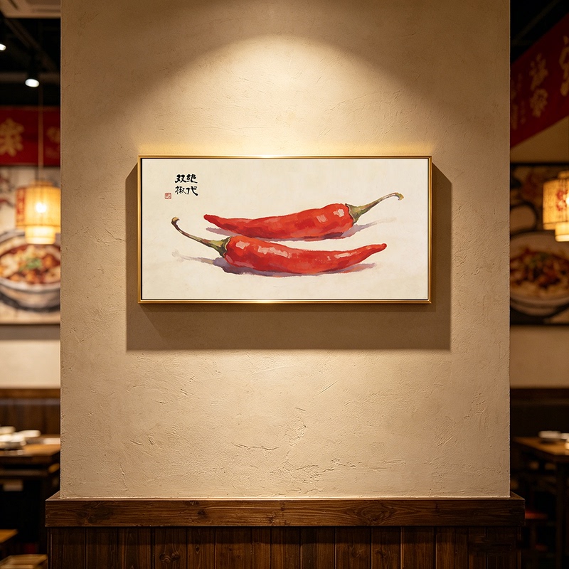 Red Pepper New Chinese Style Prosperous Restaurant Hunan Cuisine Sichuan Flavor Restaurant Decorative Painting Hotel Private Room Hanging Painting Entrance Wall Painting Red Pepper New Chinese Style Prosperous Restaurant Hunan Cuisine Sichuan Flavor Restaurant Decorative Painting Hotel Private Room Hanging Painting Entrance Wall Painting