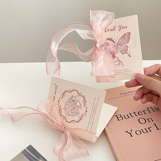 Ins style pink butterfly cake greeting card