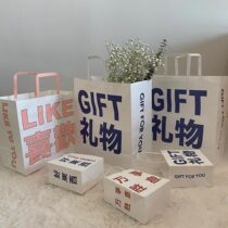 ins gift paper bag gift handbag packing bag individuality blue and white text to your gift large capacity bag