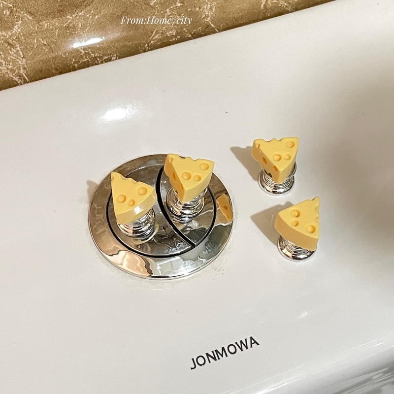 4-Pack ~ Cute Cheese Toilet Flusher Button Stickers for Girls, Nail-Friendly, Easy-To-Use Flush Button Stickers
