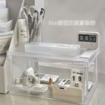 ins transparent double layer shelve shelf frosted containing shelf desktop finishing frame desk renovation student simple debris shelf