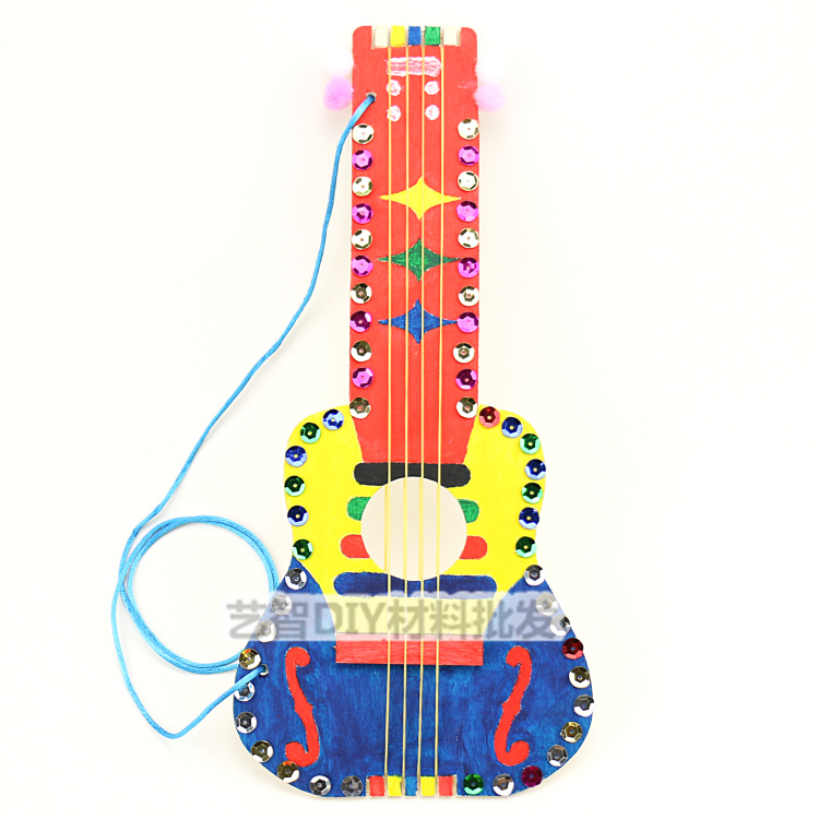 Trẻ em của handmade vật liệu gói 3-6 tuổi diy guitar nghệ thuật sáng tạo mẫu giáo bé câu đố cha mẹ và con đồ chơi
