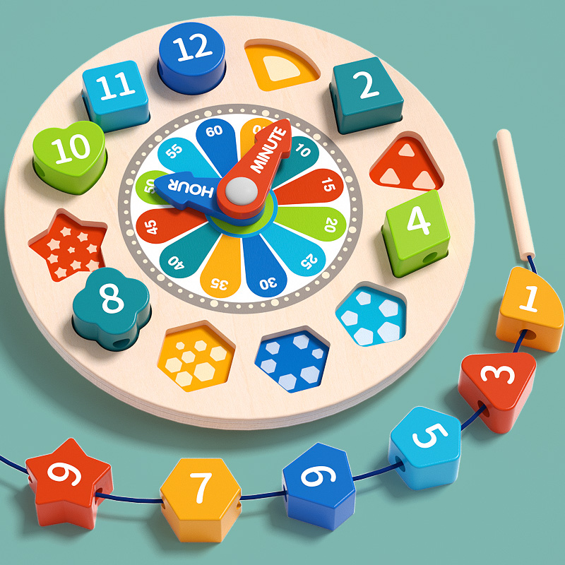 Wooden Digital String Beads Toy Bricks Infant Puzzle Toys 0 Baby Cognitive Enlightenment 1-3-year Half 2 Early Education-Taobao