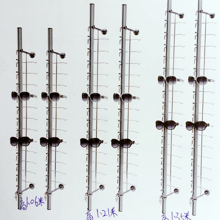 Aluminum alloy glasses display rack wall-mounted anti-theft bar upscale metal sunglasses exhibition stand for display stand
