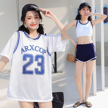 Small fresh Korean version of the girl swimsuit in the big child 12-15-year-old girl girl student cute sports split swimsuit