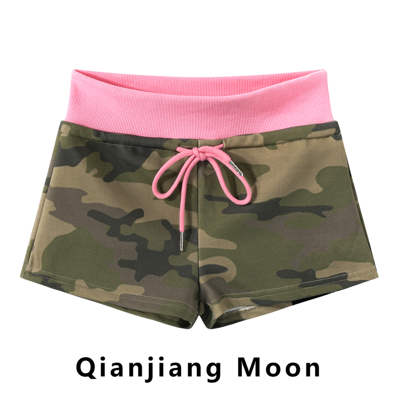 American-Style Sports Letter-Print Camouflage Shorts for Women, New Summer Model with Drawstring Elastic Waist, Butt-Lifting, Outerwear Leggings American-Style Sports Letter-Print Camouflage Shorts for Women, New Summer Model with Drawstring Elastic Waist, Butt-Lifting, Outerwear Leggings