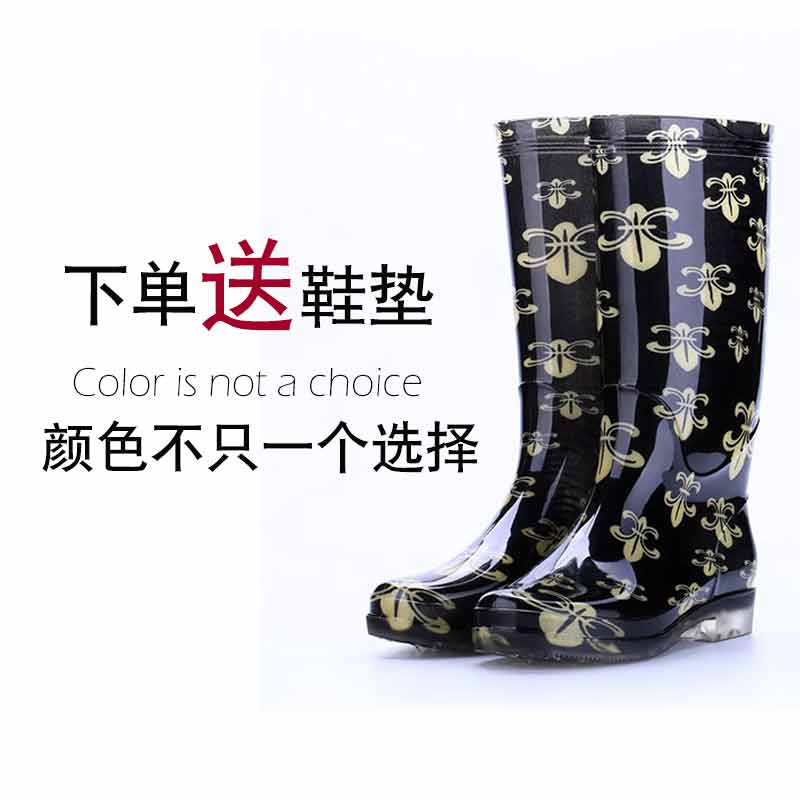 Add Cotton Removable Rain Shoes Women Fashion High Cylinder Non-slip Wear Resistant Rubber Shoes Women Style High Cylinder Water Shoes Rain Boots Monsoon Shoes